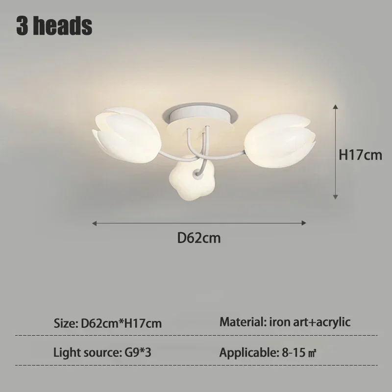 Nordic White Lily Blossom Led Chandeliers Lamparas De Techo Ceiling Light for Kitchen Living Dining Room Lamp Bedroom Colgantes