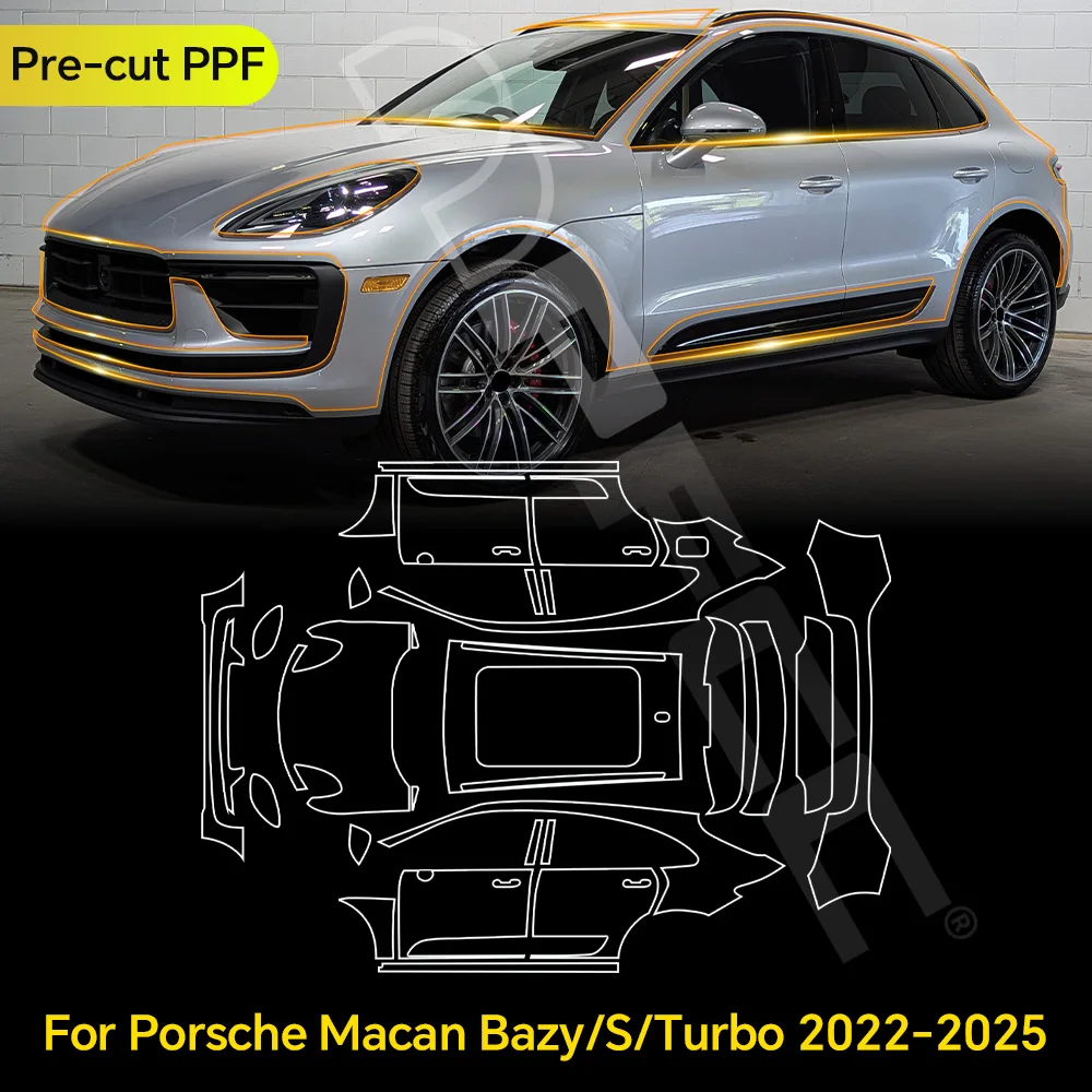For Porsche Macan Base S Turbo 2022-2025 TPU Paint Protection Film Clear Bra Pre-cut PPF Car Body Anti-Scratch Resistant Cover