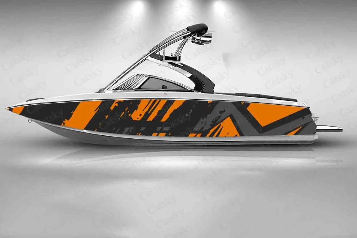 Irregular Orange Geometric Graphic Boat Fashion Sticker Packaging Waterproof Custom Ship Sticker Wrap Vinyl Decal Decoration