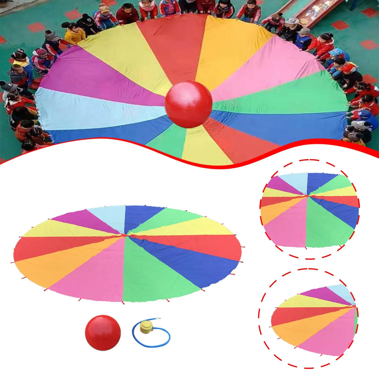

Rainbow Umbrella Interactive with Ball Kindergarten Sensory Integration Play Parachute for Kids Early Education Toy Exercise Toy