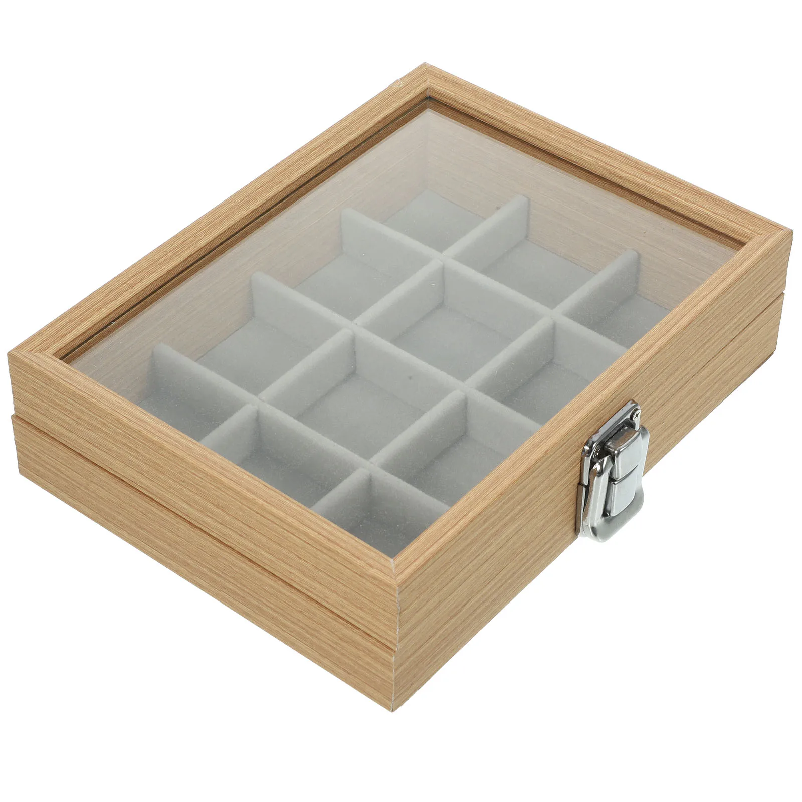 

Wooden Grids Small Size Grid Jewelry ganizer Tray Clear Lid Jewelry Display Box Multi Compartment Storage Display ganizer
