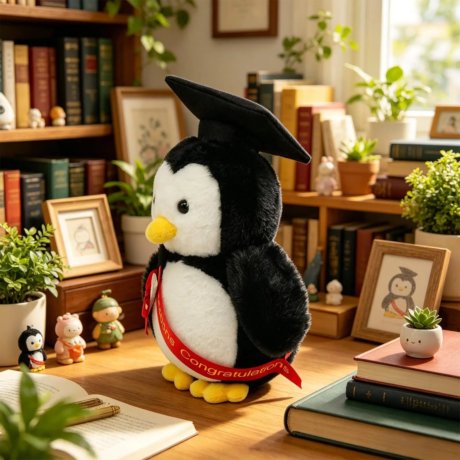 卒業ペンギン-ソフトでかわいい快適な祝賀用卒業衣装-ぬいぐるみ-幼稚園-大学用