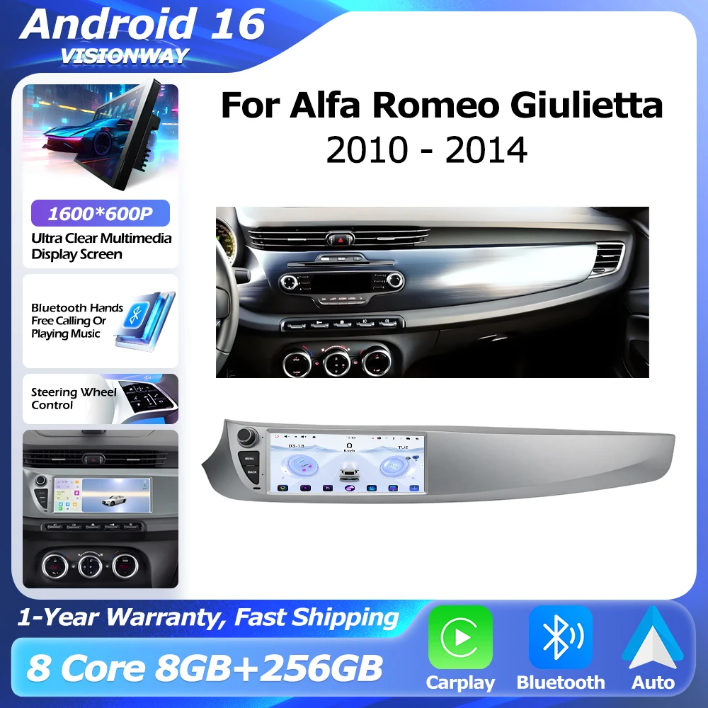 For Alfa Romeo Giulietta 2010 - 2014 Wireless CarPlay Android Auto Lntelligent Car Radio Multimedia Player GPS Navi DSP WiFi BT