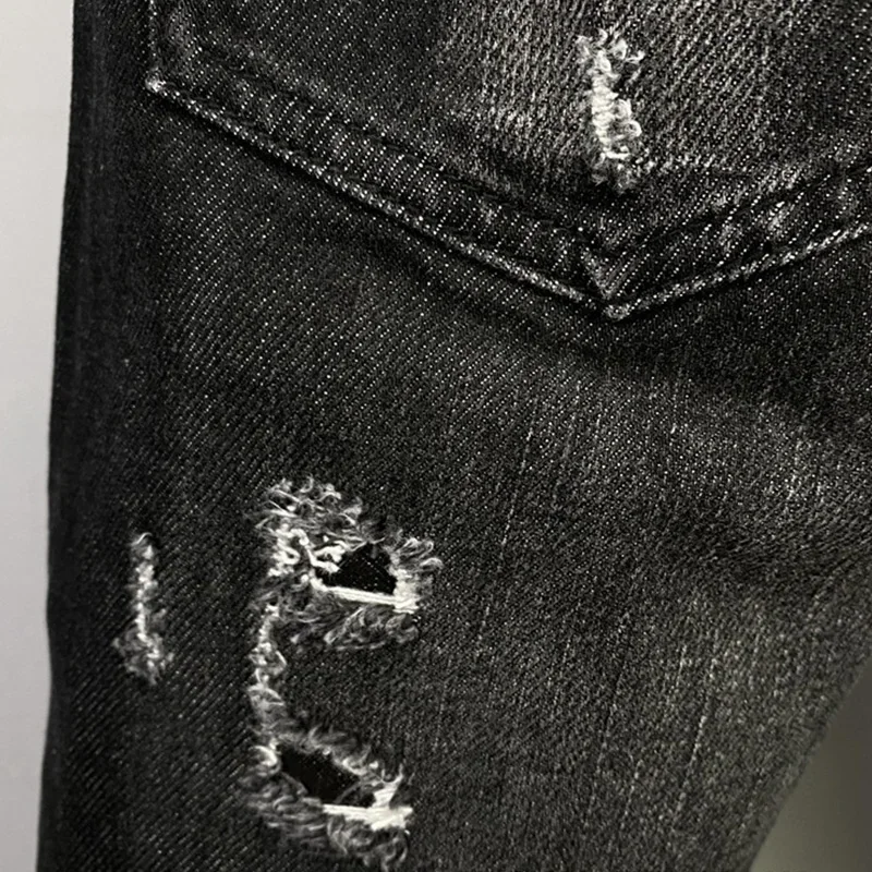 Mens Jeans Patch Line Men's Denim Trousers D Quadraticcat Claw Marks with Holes Small Straight Feet Fashion Trend Jeans Dsq9833