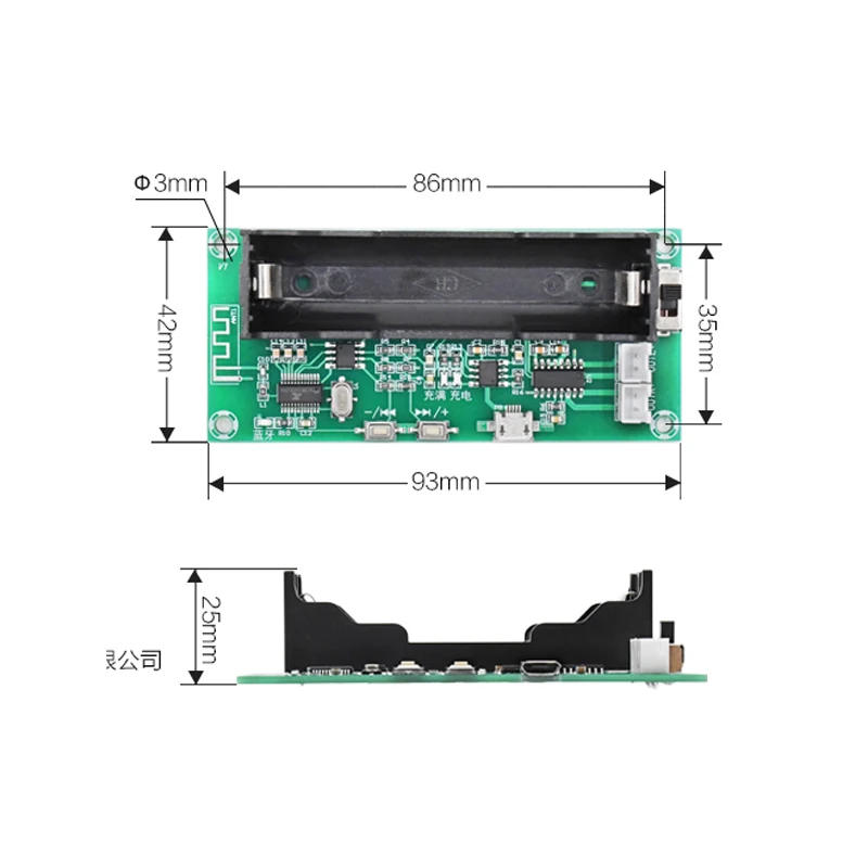 Placa amplificadora PAM8403, 2x3W, 2,0 canales, estéreo, Clase D, Audio, Bluetooth 5,0, 18650, soporte para batería, altavoz, A153