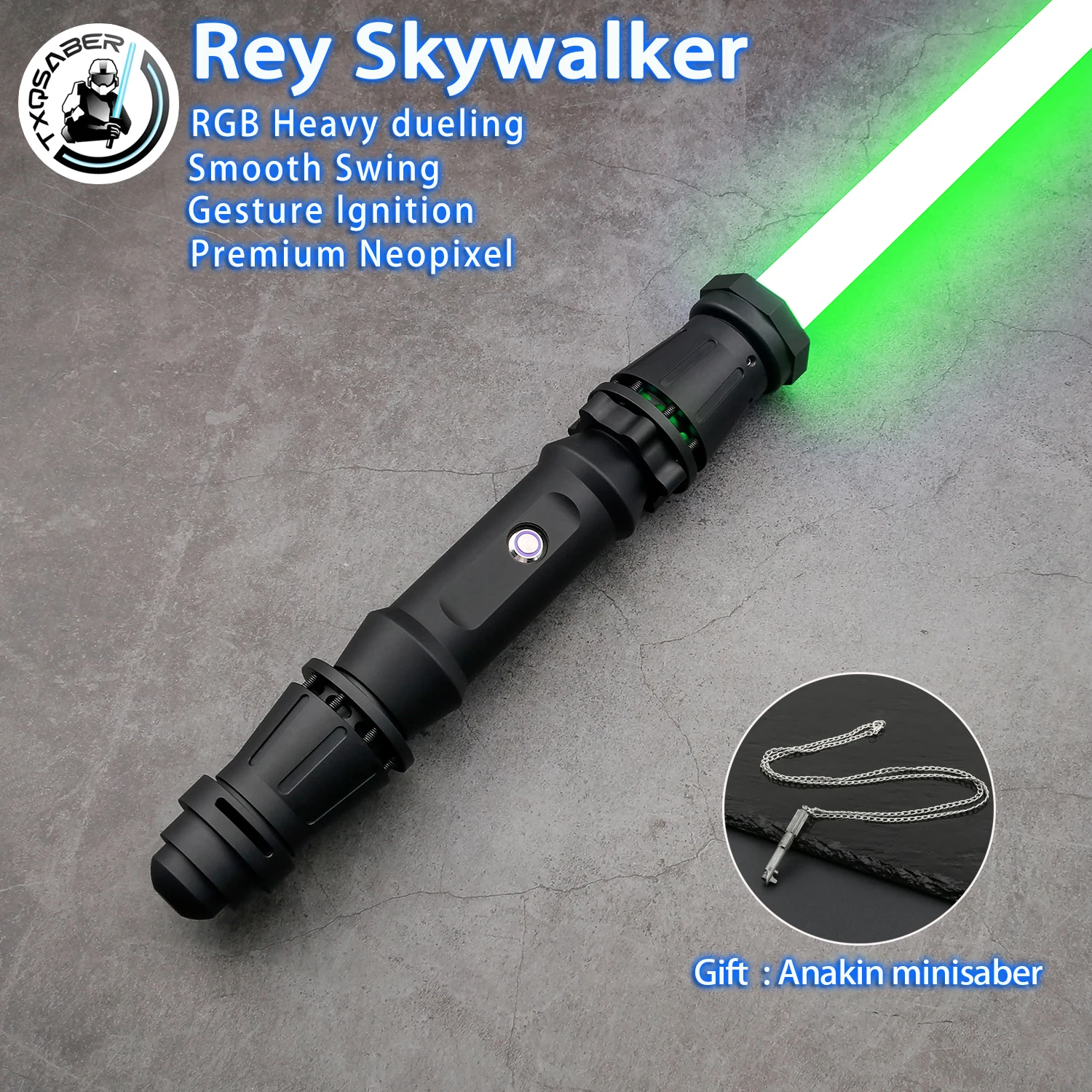 

TXQSABER Rey Skywalker RGB NoePixel laser sword Smooth Swing Metal Hilt lightsaber Bluetooth Control Colors Change Cosplay FOC