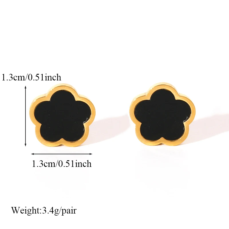 EILIECK 316L Stainless Steel Five Leaf Clover 18k Gold Plated Stud Earrings Personality Charm Fashion Jewelry Women Girls Gift