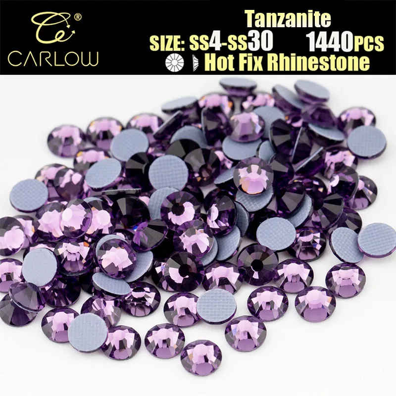 CARLOW Tansanit Hotfix Strasssteine Kristall Top-Qualität Glas Flatback Diamanten Kleidung Schmuck Zubehör – Detail 1