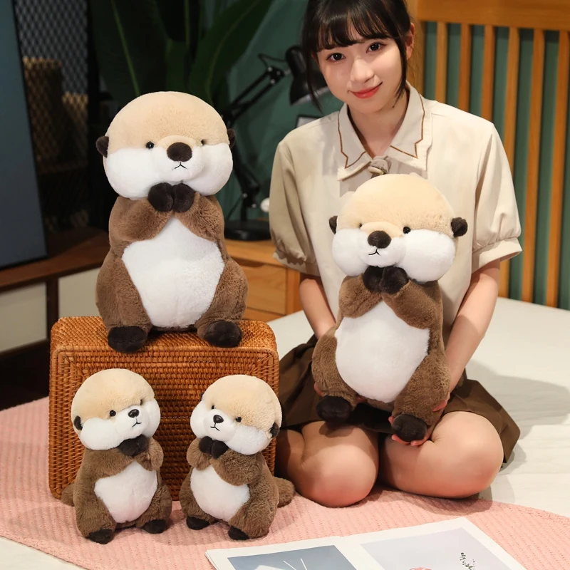 25/40CM Cute Cartoon Wishing Otter Plush Toys Soft Stuffed Animal Sea Otter Dolls Room Decor Hug Pillow Christmas Birthday Gift