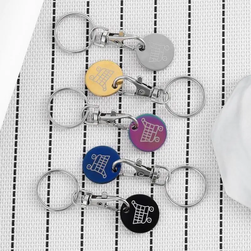 S 1PCS New Supermarket Token Keychain, Stainless Steel Mini Shopping Cart, Portable Stylish Pendant