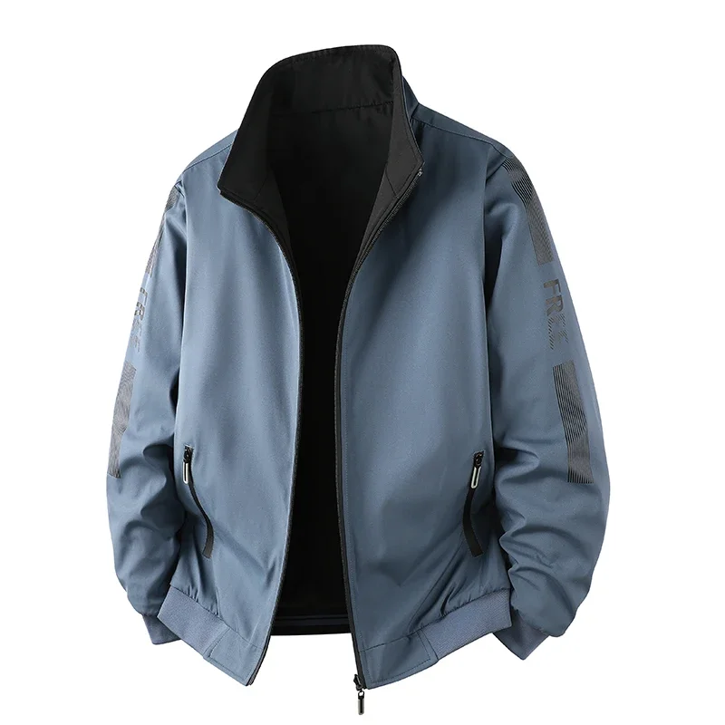 

Classic Spring Autumn Men Casual Outerwear Double-sided Wear Casual Stand Collar Jacket Men Outdoor Hiking Jacket Plor Size Top