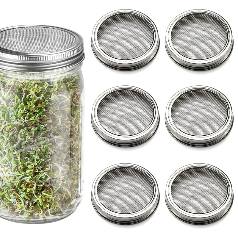 1/2PCS Seed Sprouting Germinator Accessories Stainless Steel Sprouting Mason Jar Lids Garden Sprouter Germination Cover Strainer