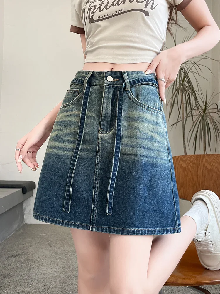 

Women's Gradient Color Design Blue A-Line Skirt Female Vintage 90s Aesthetic Shorts Skirt 2000s Fashion Clothes Summer 2025
