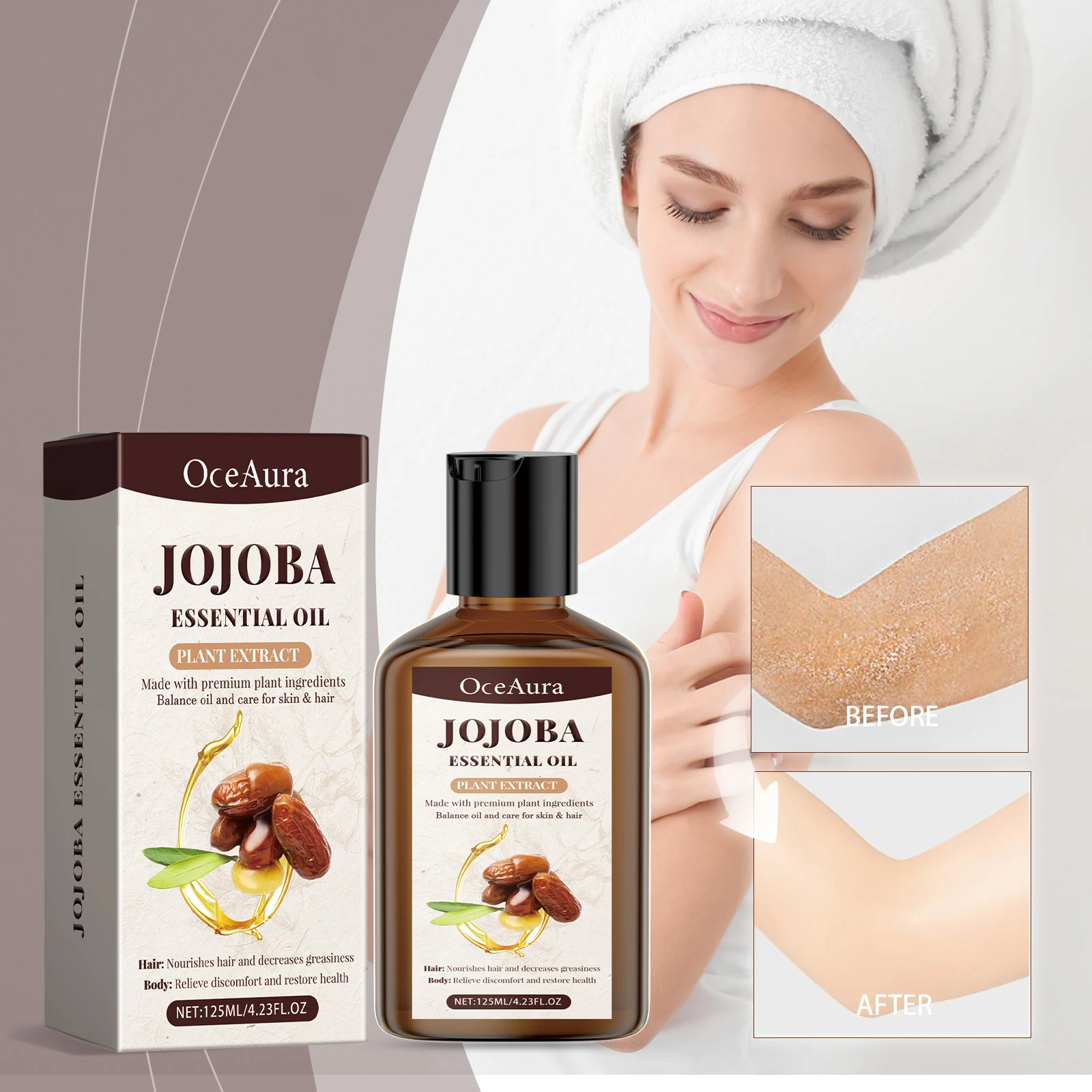 

Natural Jojoba Oil Anti Wrinkle Firming Skin Face Moisturizing Relaxing Massage Oil Hair Repair Skin Care Body Oil Nourish 125ml