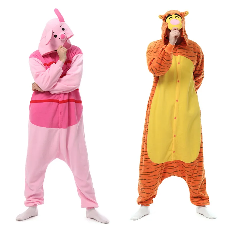 Animal Kigurumi Costume Halloween Onesie For Women Men Adult Pyjamas Tiger Pig Cartoon Pajama Cosplay Party Homewear XXL