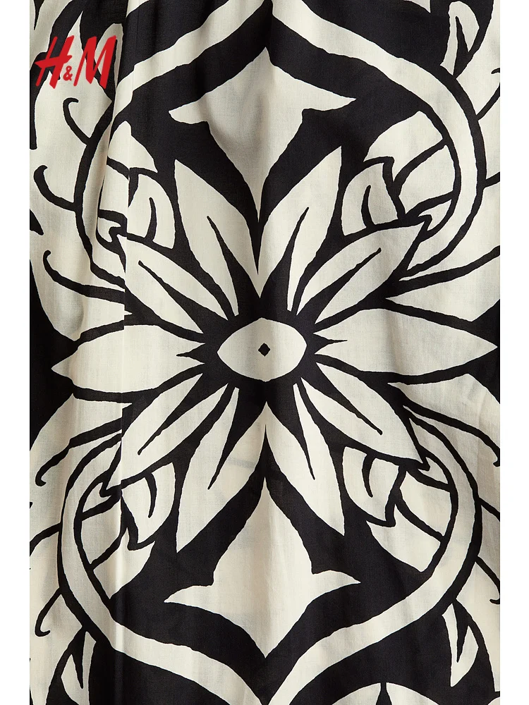 เสื้อผ้าผู้หญิง H&M ลายดอกไม้ แขนยาว สไตล์ลำลอง แบบเลเยอร์ โอเชียน ดร. เอล แลนเทิร์น แขนยาว ผ้าผสมวิสโคสและคอตตอน