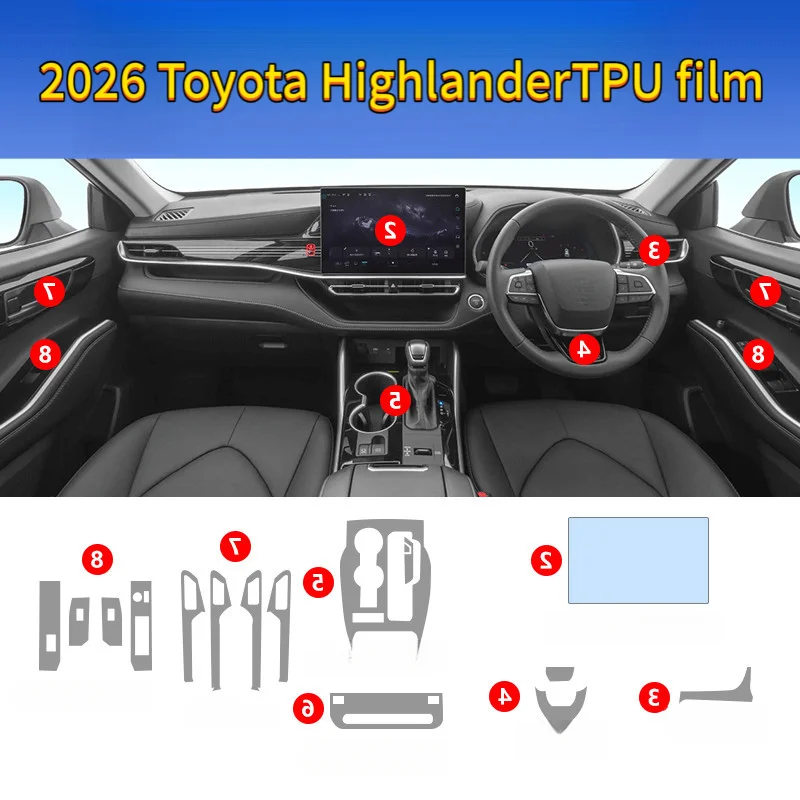 For 2026 models of Highlander center console navigation screen interior anti-scratch protective TPU film