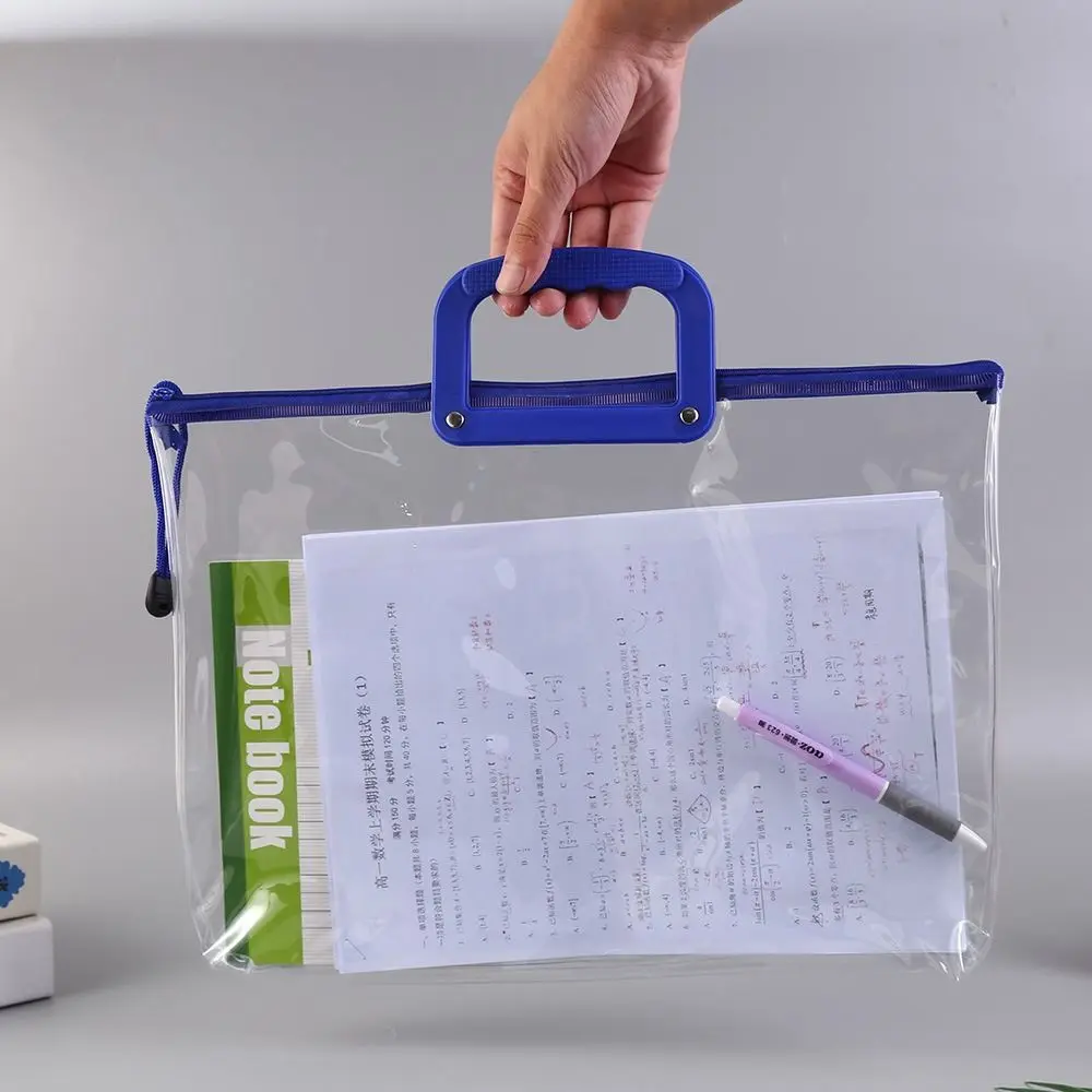 Borsa portaoggetti in PVC addensato Borsa portadocumenti portatile impermeabile Cartella busta portatile di grande capacità Ufficio scolastico