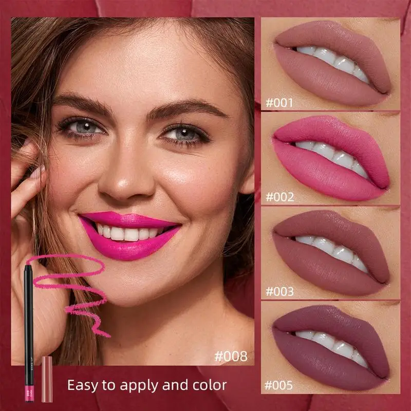 Lápiz labial mate de 12 colores, delineador de labios de terciopelo de larga duración, Maquillaje cosmético, Maquillaje de belleza para mujer, se puede cortar, nuevo