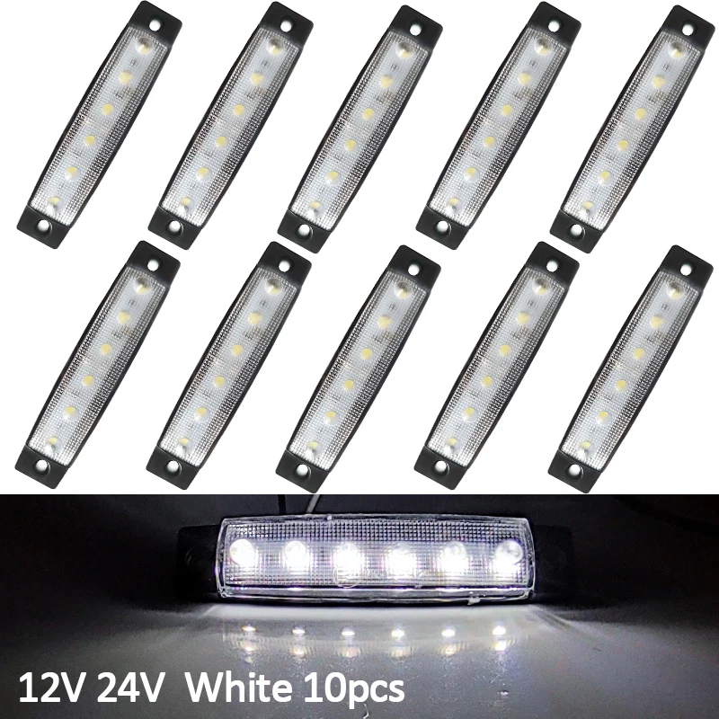 12V 24V 6SMD LED Auto Car Bus Truck Lorry Side Marker Led Trailer Light Rear Side Lamp Stop Signal For Cars White