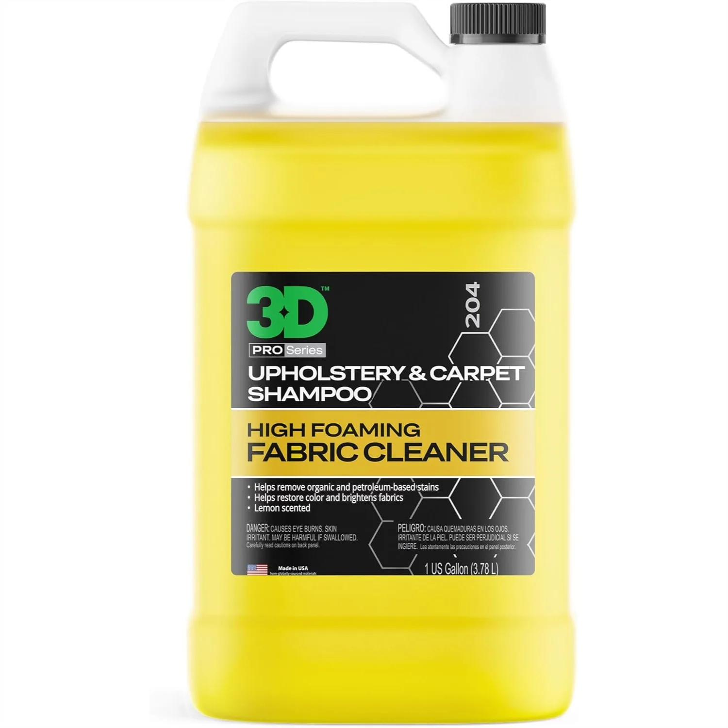 

3D Upholstery & Carpet Shampoo - High Foam Stain Remover & Odor Eliminator, Fresh Lemon Scent, 1 Gallon