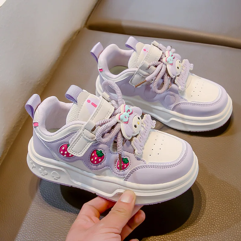 サンリオ女の子のファッションカジュアルスポーツシューズ漫画メロディープリント子供トレンドボードシューズビッグキッズアンチスリップリトルホワイトシューズ