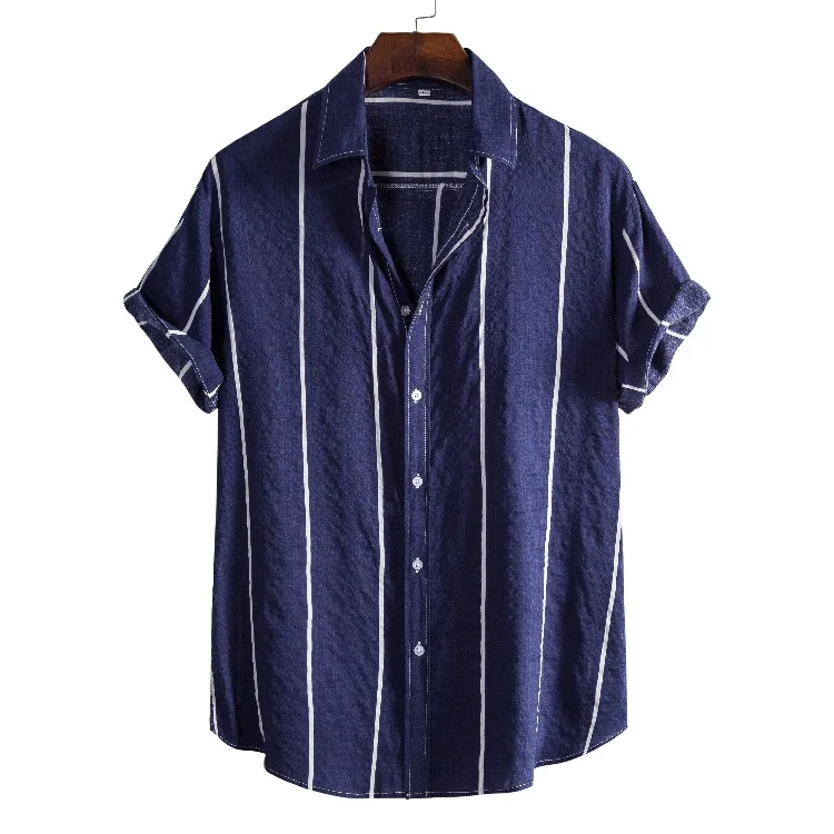 Men's Striped Shirt 3D Fashion Holiday Style Short Sleeve Oversized-Shirt Clothing Casual Beach Street Top Sweatshirt Party