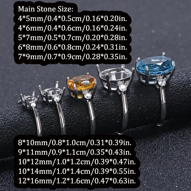 S925 Silver Minimalist Ring Bases - 4x5mm to 12x16mm DIY Adjustable Sizes for Women's Handmade Jewelry