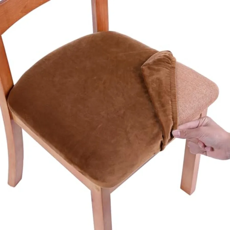 

Велюровые чехлы для стульев в обеденную залу, эластичные, съемные, моющиеся, с завязками, для защиты сидений.