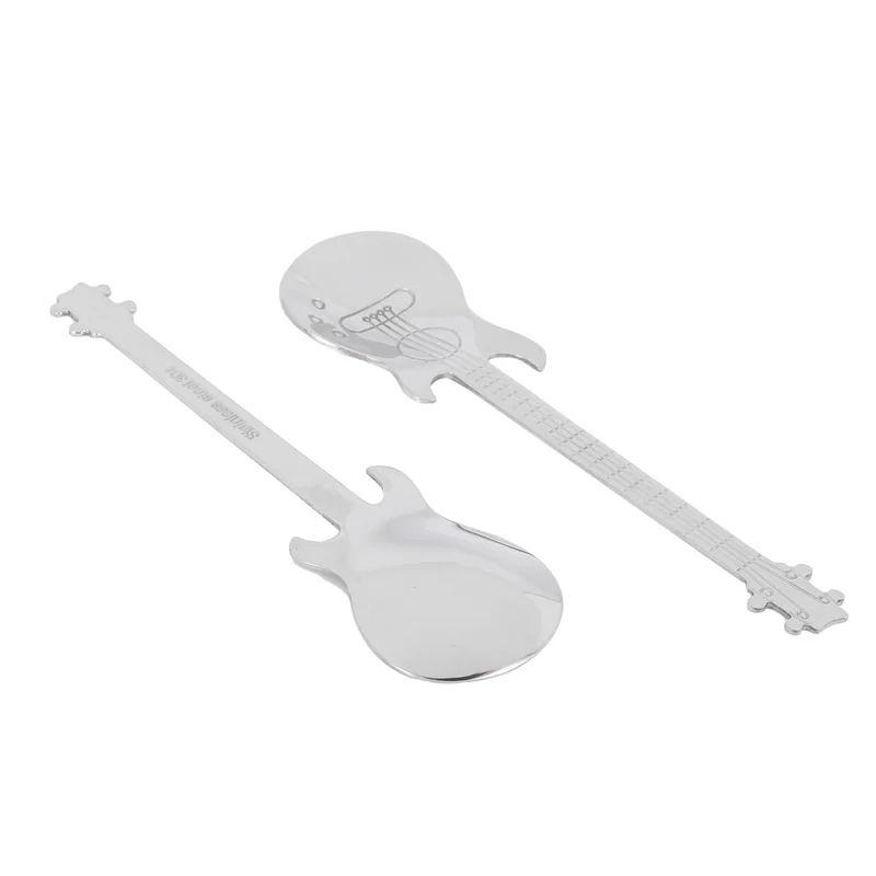 A74U Guitar Coffee Teaspoons,24 Pcs Stainless Steel Musical Coffee Spoons Teaspoons Mixing Spoons Sugar Spoon(Silver) view 6