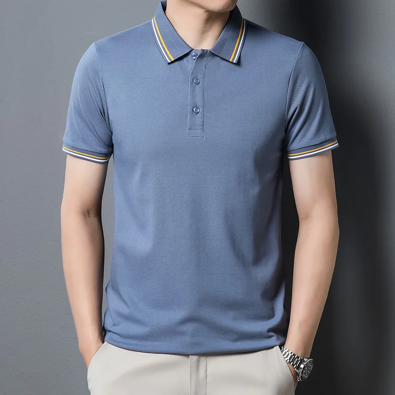 

Футболка-поло мужская с коротким рукавом, качественная Повседневная деловая рубашка Slim Fit, лето
