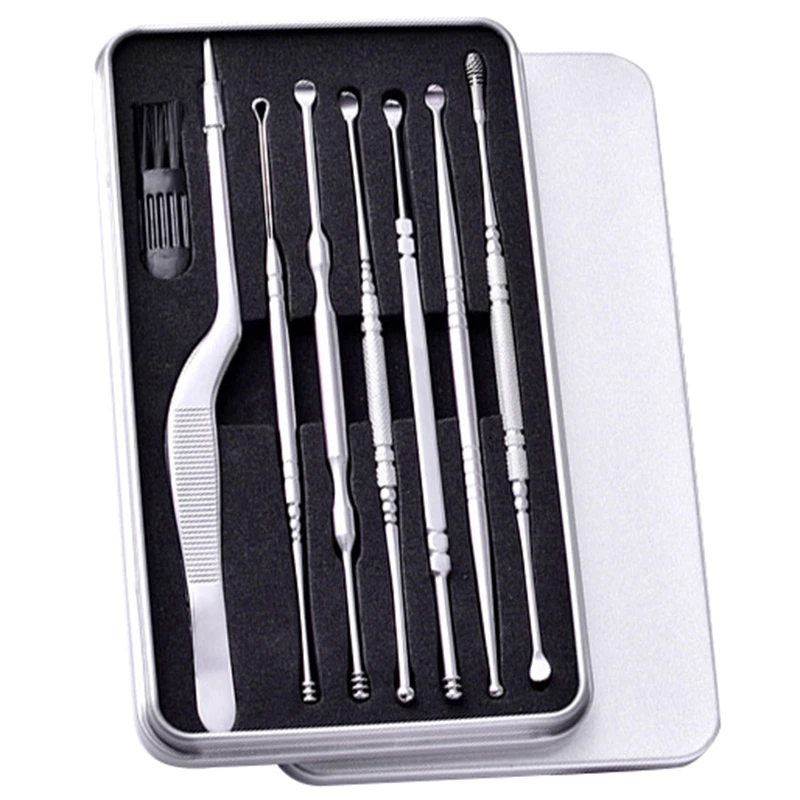 7Pcs Stainless Steel Ear Pick Spoon Ear Wax Cleaner Health Care Removal Curette Ear Earwax Remover Cleaning Selection Tools