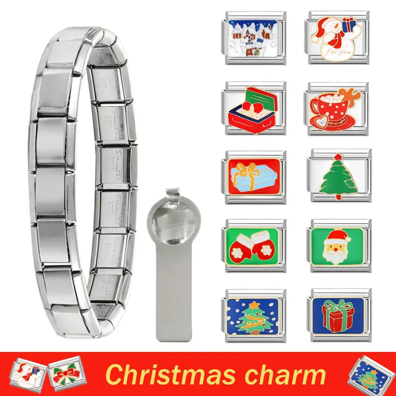 Fashion Christmas Charm Bracelet Strawberry Tomatoes Italian Charm Links Fit 9mm Stainless Steel Bracelet Jewelry DIY Making