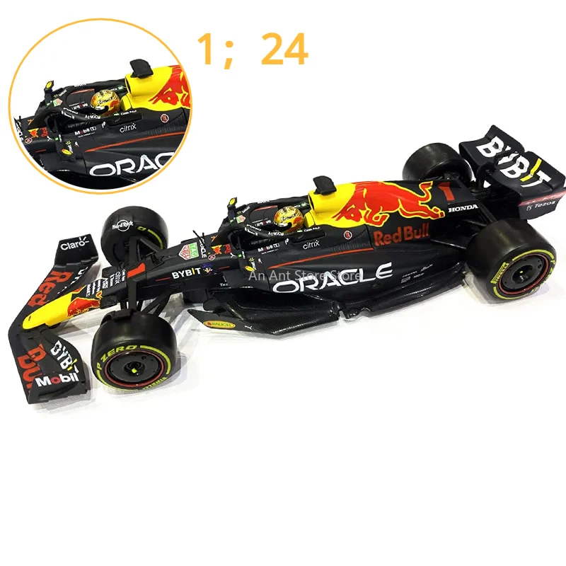 Bburago 1:24 2023 F1Red Bull Racing RB18 1# Verstappen Champion Gold Helmet Formula One Alloy Super Toy Car Model