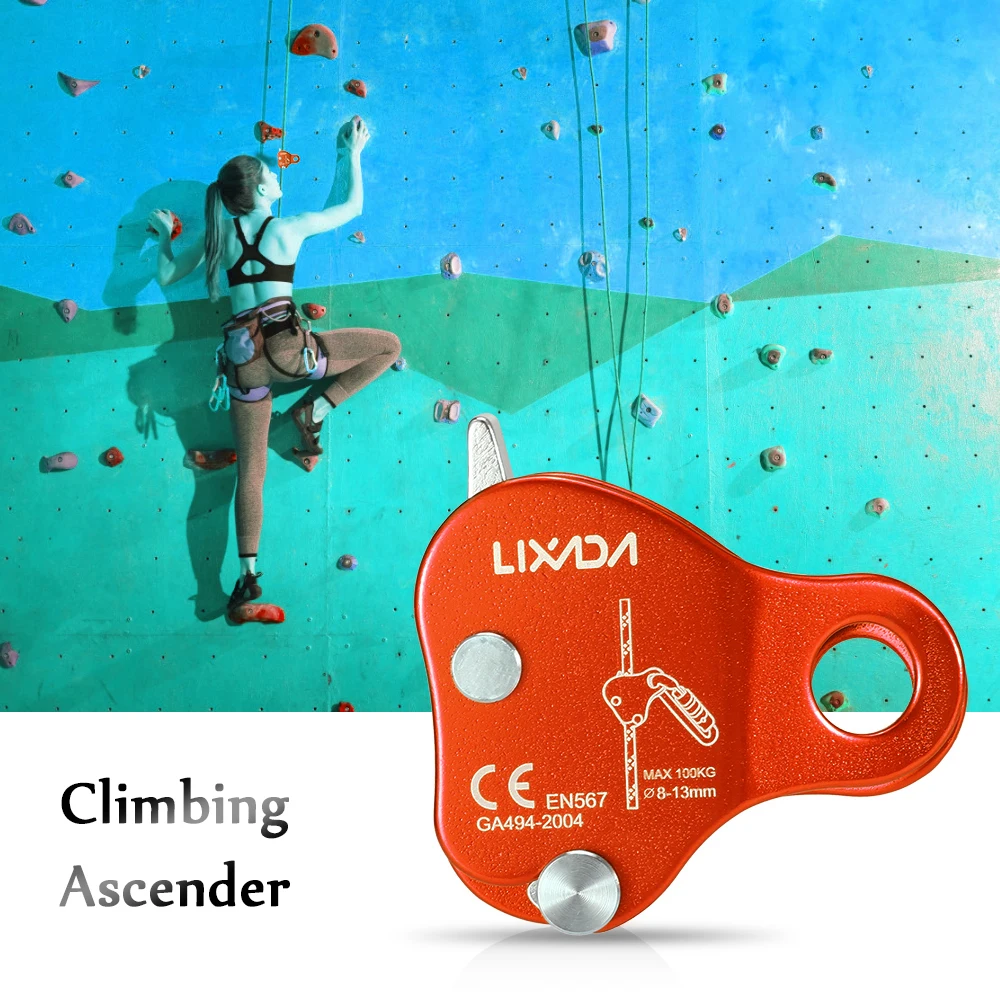 Ascender de escalada Lixada, asesino protector de escalada, dispositivo de escalada de 220LB, agarre de cuerda, aparejo de escalada al aire libre, cuerda de 8-13MM