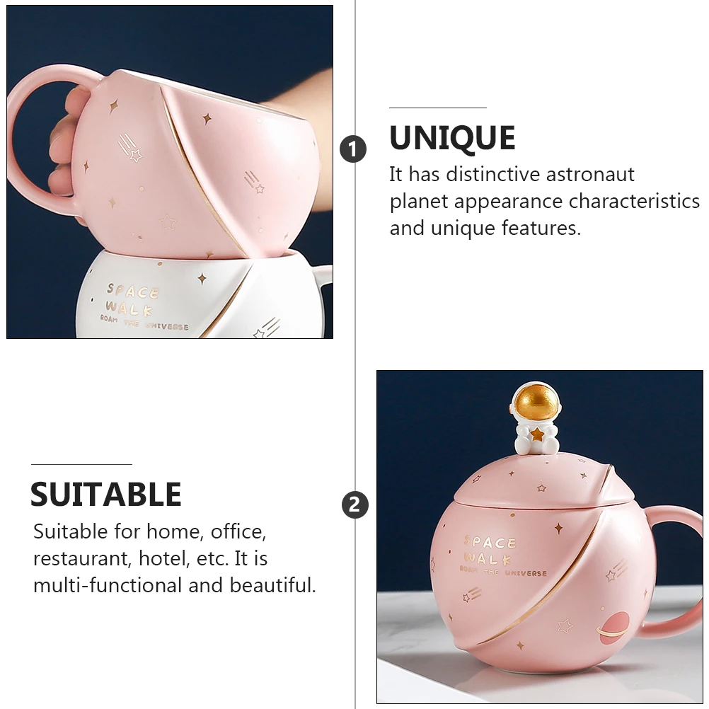 

Ceramic Astronaut Mug Unique Beverage Cup Heat Insulation Stable Bottom Decorative Gift Home Drinking Cup