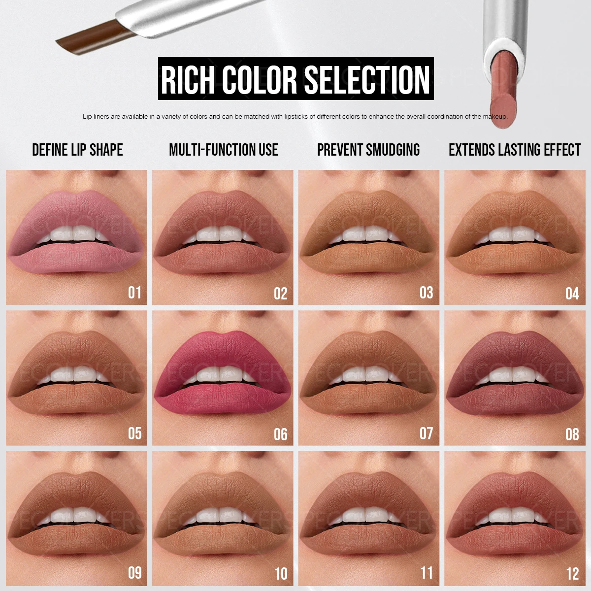 Caneta delineadora labial de longa duração e à prova d'água, à prova de suor, presente perfeito para mulheres, adequada para criar looks delicados de maquiagem, 1 peça