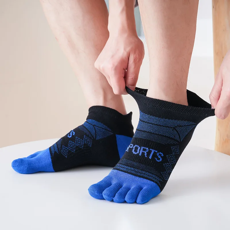 5 Pairs Low Toe Sports Socks Short 5 Fingers Protect Ankle Cotton Sweat-absorbing Spring Autumn Fittness Run Toe Socks for Men