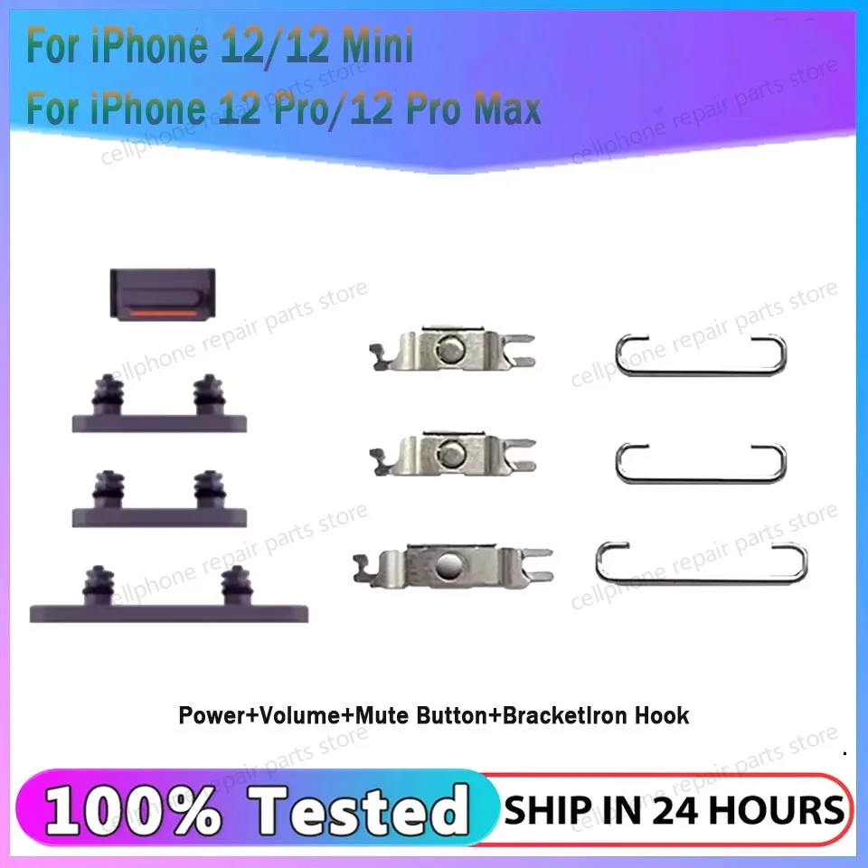 

1 комплект, кнопка отключения звука и громкости для iPhone 12 12Mini 12Pro 12 Pro Max, боковая клавиша отключения звука + кронштейн, железный крючок, маленький металлический