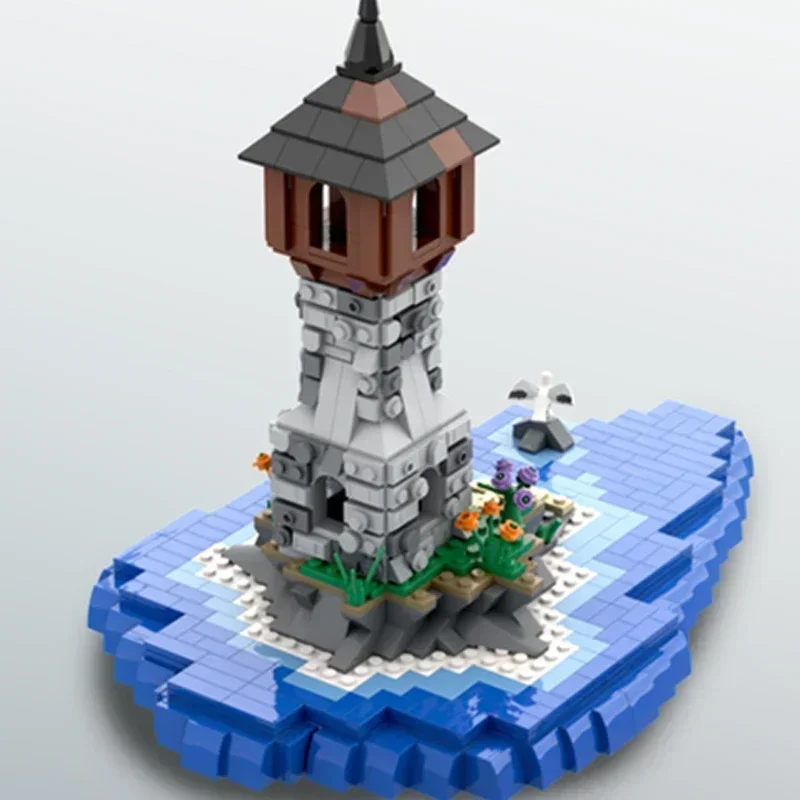 Moc blocos de construção modelo de castelo modular mini farol tijolos técnicos diy montagem brinquedos de construção para crianças presentes do feriado