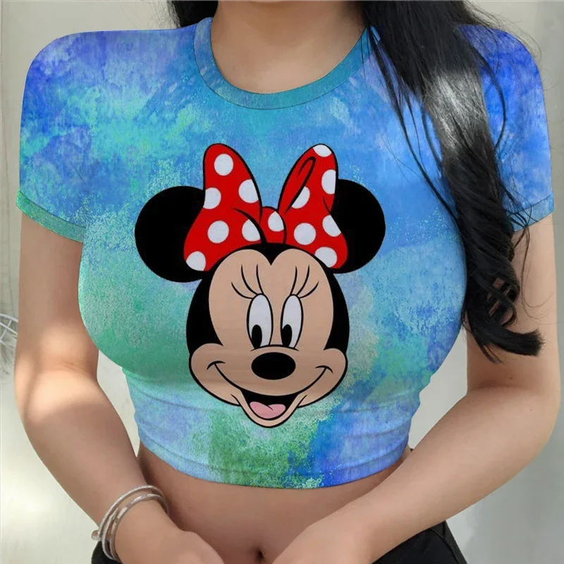 Disney Mickey Women T-Shirt Summer Women Short Sleeve Sexy Loose Printed Mickey Mouse T-Shirt High Quality Quick Dry Beach 2022