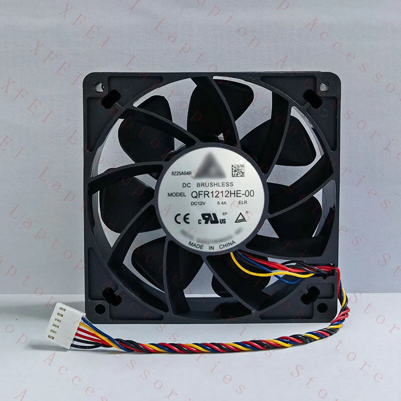 D  QFR1212HE-00  DC 12 volts  6.4 amps  Cooling fan  Temperature control  6-pin #Y