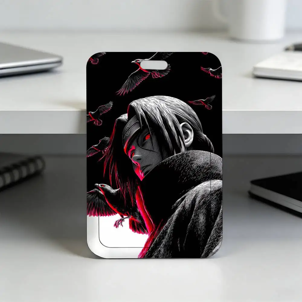 Anime N-NARUTO Akatsuki Itachi Sharingan Transparenter Kartenhalter Mitarbeiter Plastik-Schiebeabdeckung Schlüsselband Arbeits-Geschäfts-ID-Tasche Bus – Detail 6
