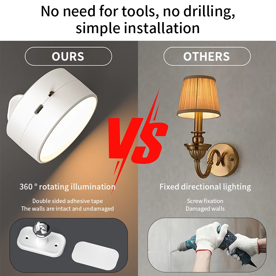 Moderne magnetische wandlampen LED-wandlamp 360 °   Rotatie wandgemonteerde verlichting met afstandsbediening RGB oplaadbare wandkandelaar kamerdecor