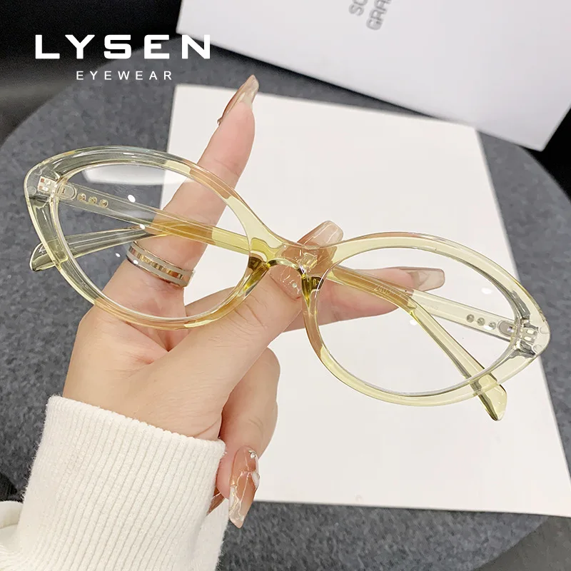 LYSEN New Trendy Oval Women Prescription Glasses Anti Blue Light Progressive Lenses UV Protection Customized Optical Eyeglasses