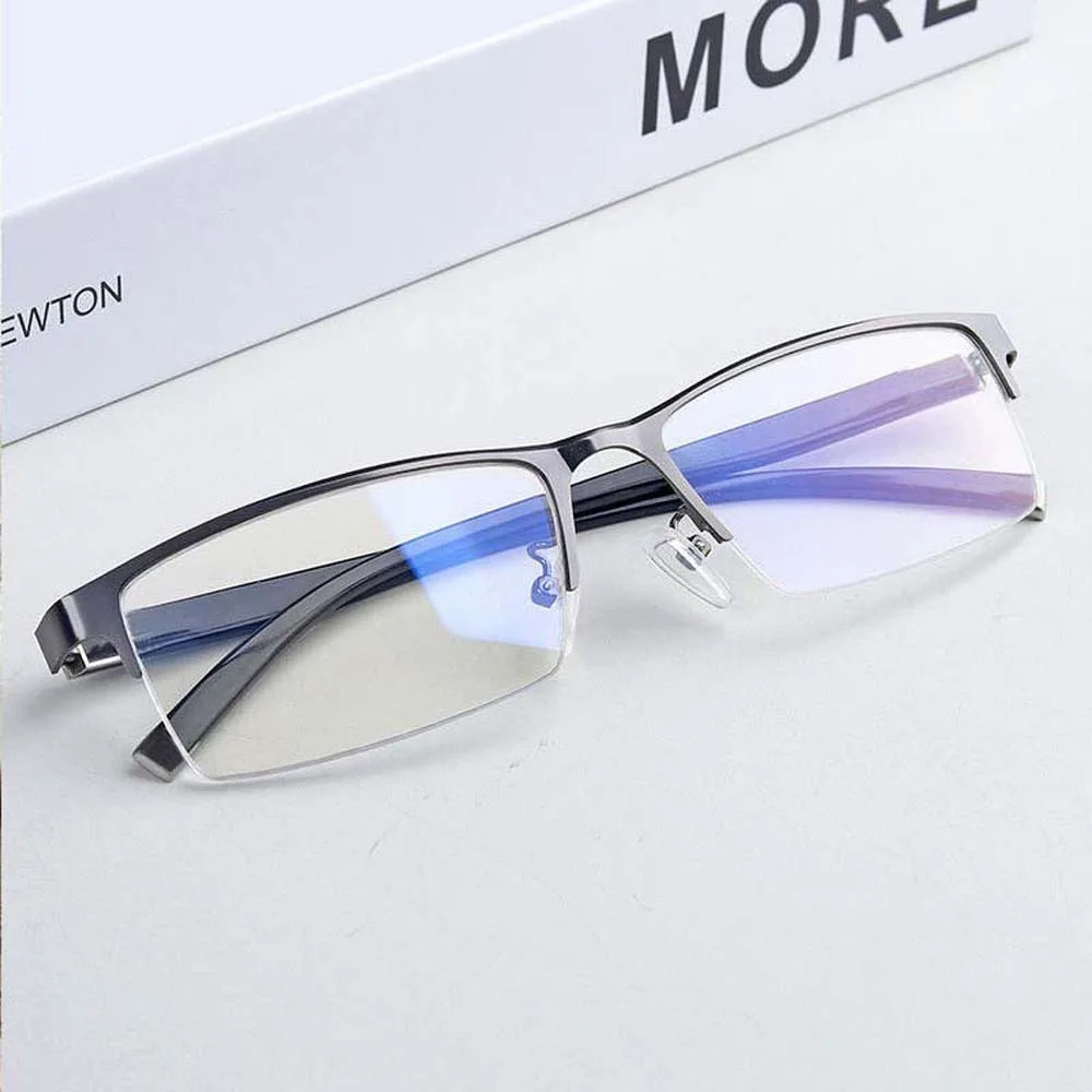 Transparente Anti-Blu-ray-Brille, PC-Legierung, halber Rahmen, Business-Brille für Kurzsichtigkeit, Kostümzubehör, HD-Lesebrille für Herren, Studenten – Detail 6