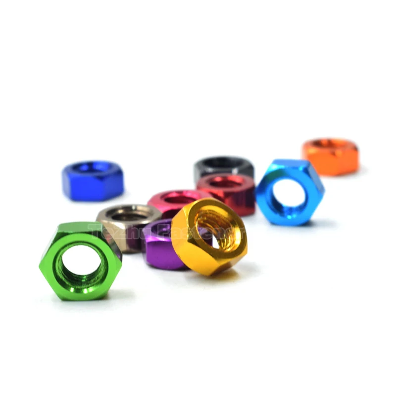 5/10pcs Hex Nut M3 M4 M5 M6 Colourful Aluminum Alloy Hexagon Nut Lock Nuts for FPV RC DIN 934 Anodizing - 11 Colors