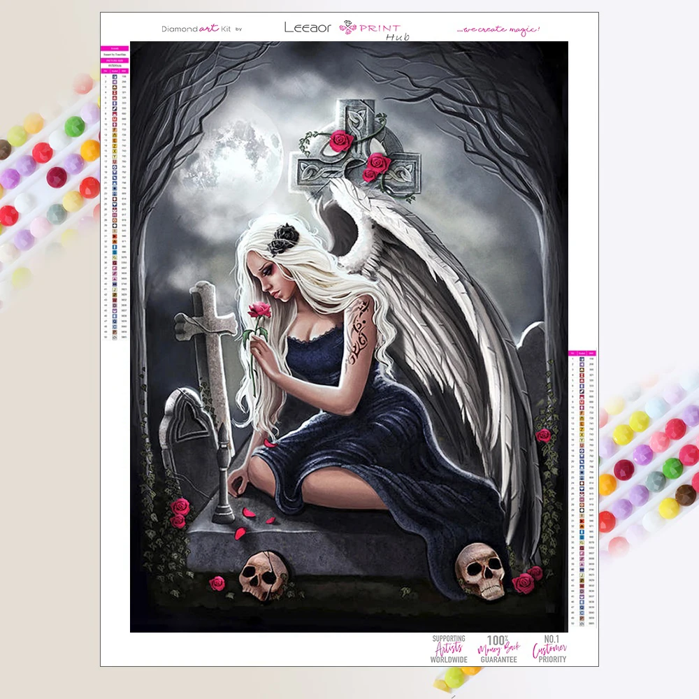 Full Diamond 5D DIY Painting Diamond New Cross Stitch Kits Hallowen Sad Angel Diamond Embroidery Mosaic Art Set Home Decoration