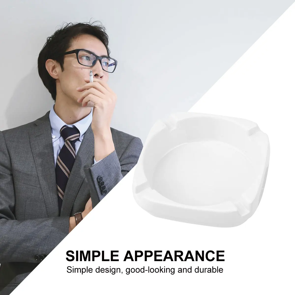 

Ash Tray White Ashtray Household Smoking Imitation Porcelain Square Shape Outdoor Travel
