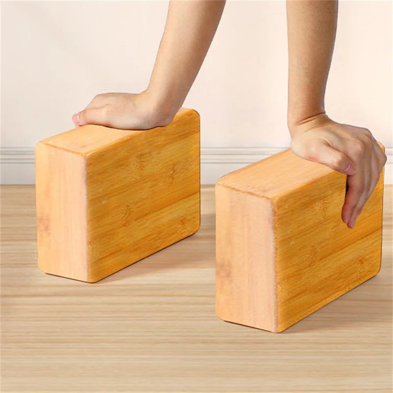 Eco-Friendly Natural Bamboo Yoga Brick Fitness Equipment With Bamboo Wood Grain Design Quality Non-Slip Indoor Yoga Blocks